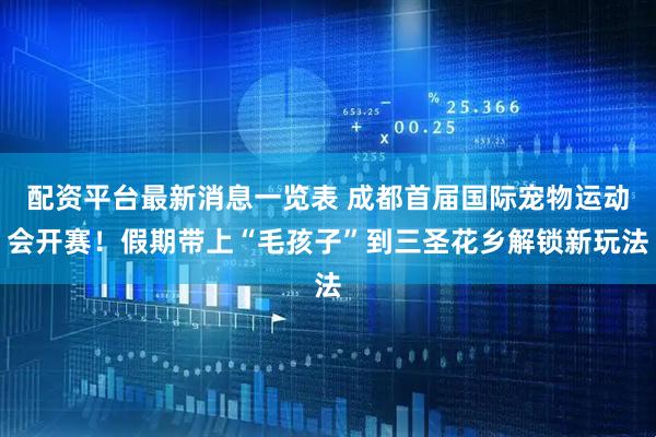 配资平台最新消息一览表 成都首届国际宠物运动会开赛！假期带上“毛孩子”到三圣花乡解锁新玩法